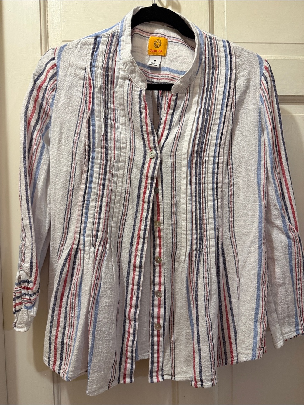 Ruby Rd. White Tunic with Red and Blue Stripes